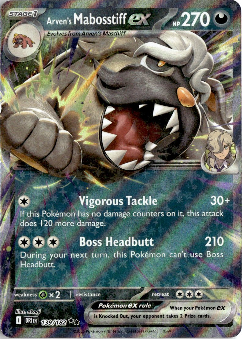 2025 Pokemon Scarlet And Violet Arven's Mabosstiff EX graded slab