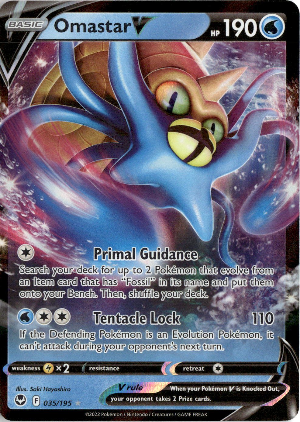 2022 Pokemon Omastar V graded slab