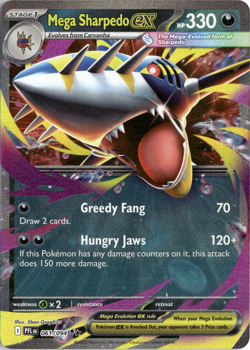 2025 Pokemon Pfl Mega Sharpedo Ex graded slab