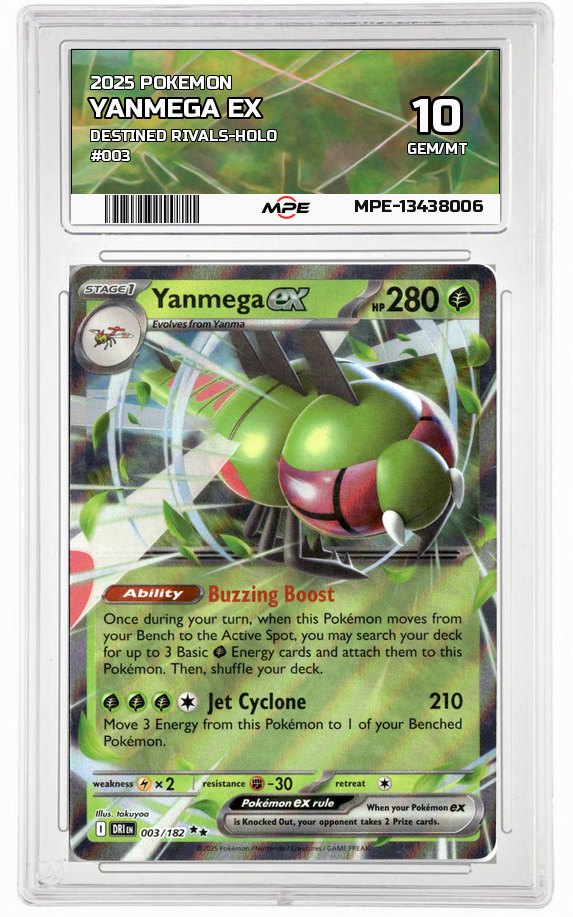 2025 POKEMON DESTINED RIVALS-HOLO #003 Yanmega EX MPE 10 GEM/MT — graded card auctioned from the MPE vault