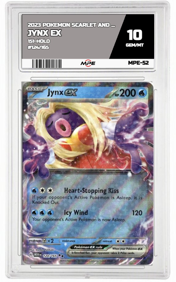 2023 POKEMON SCARLET AND VIOLET 151-HOLO #124/165 Jynx EX MPE 10 GEM/MT — graded card auctioned from the MPE vault