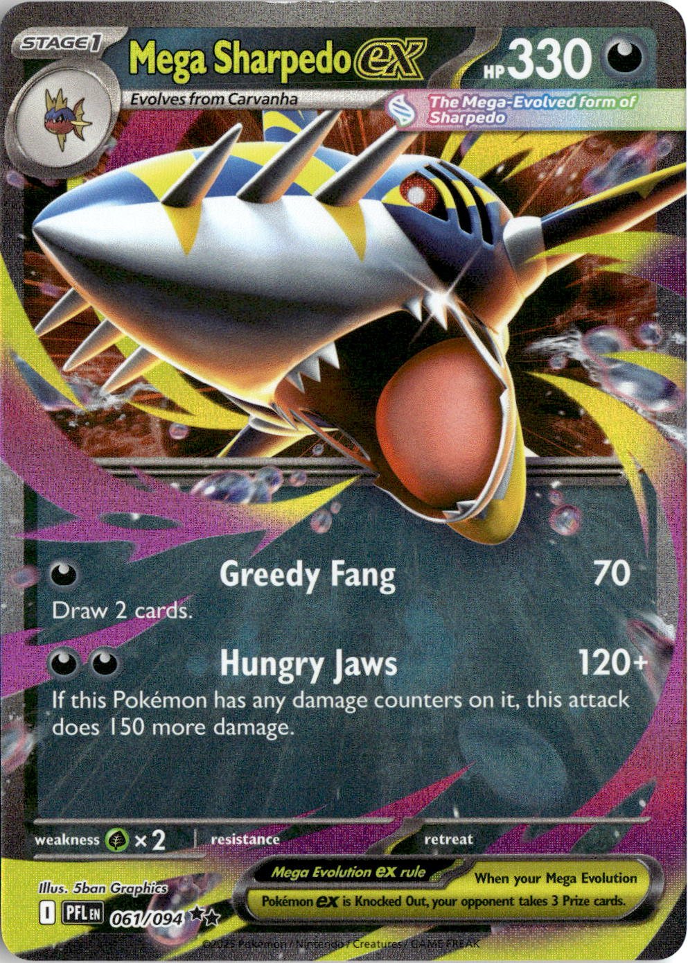 2025 Pokemon Mega Evolution Mega Sharpedo EX graded slab