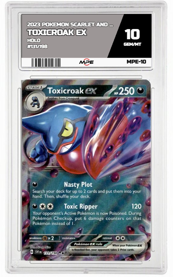 2023 POKEMON SV HOLO #131/198 TOXICROAK EX MPE 10 GEM/MT — graded card auctioned from the MPE vault