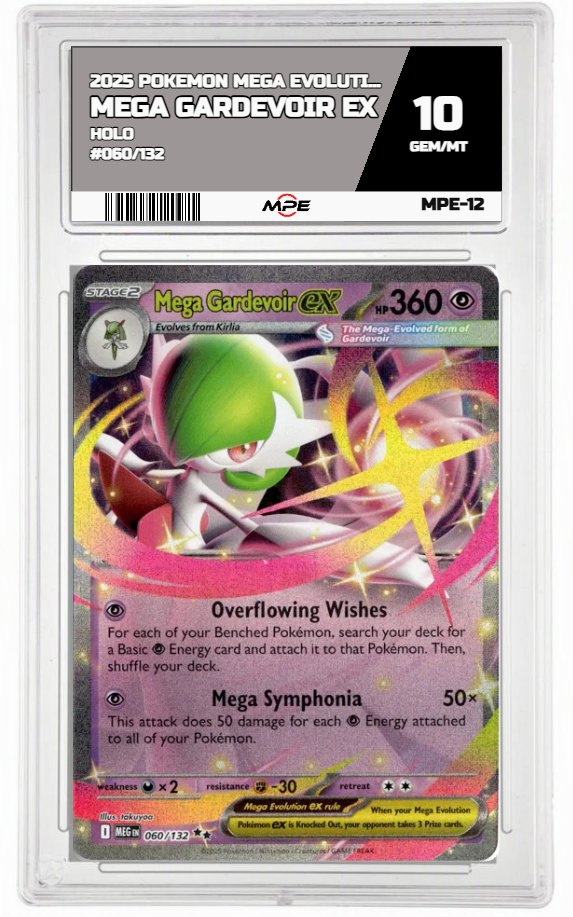 2025 POKEMON MEGA EVOLUTION HOLO #060/132 Mega Gardevoir EX MPE 10 GEM/MT — graded card auctioned from the MPE vault