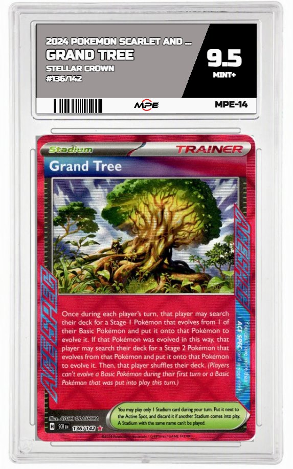 2024 POKEMON SV STELLAR CROWN #136/142 Grand Tree MPE 9.5 MINT+ — graded card auctioned from the MPE vault