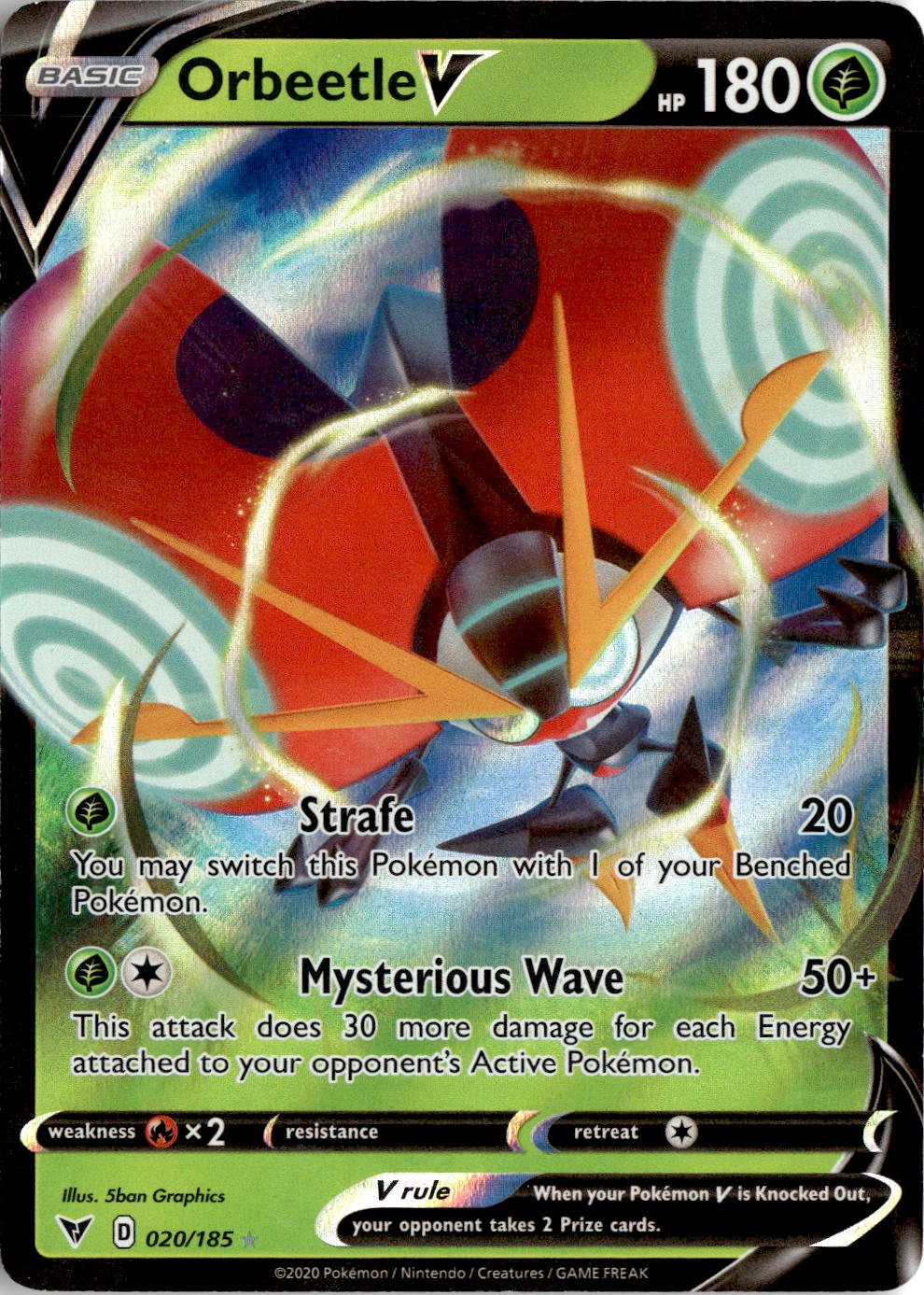 2020 Pokemon Swsh Orbeetle V graded slab