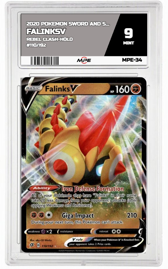 2020 POKEMON SWSH REBEL CLASH-HOLO #110/192 FalinksV MPE 9 MINT — graded card auctioned from the MPE vault