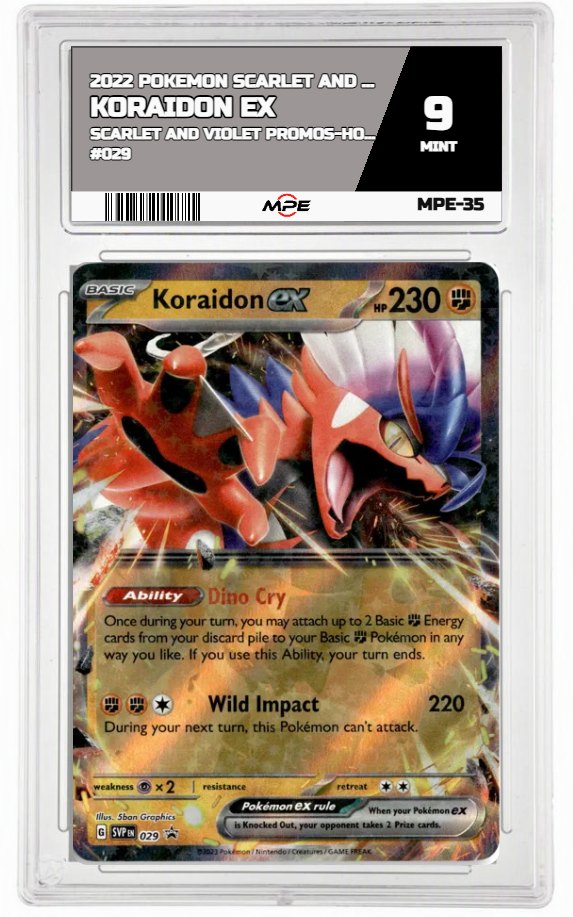 2022 POKEMON SV SCARLET AND VIOLET PROMOS-HOLO #029 KORAIDON EX MPE 9 MINT — graded card auctioned from the MPE vault