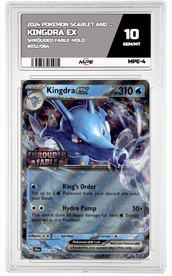 2024 POKEMON SV SHROUDED FABLE-HOLO #012/064 Kingdra EX MPE 10 GEM/MT — graded card auctioned from the MPE vault