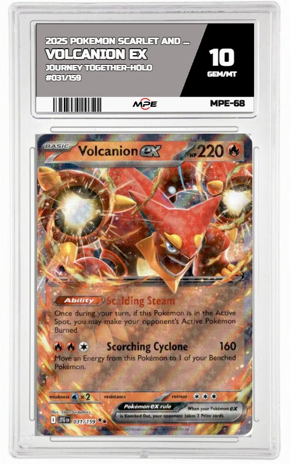 2025 POKEMON SV JOURNEY TOGETHER-HOLO #031/159 VOLCANION EX MPE 10 GEM/MT — graded card auctioned from the MPE vault