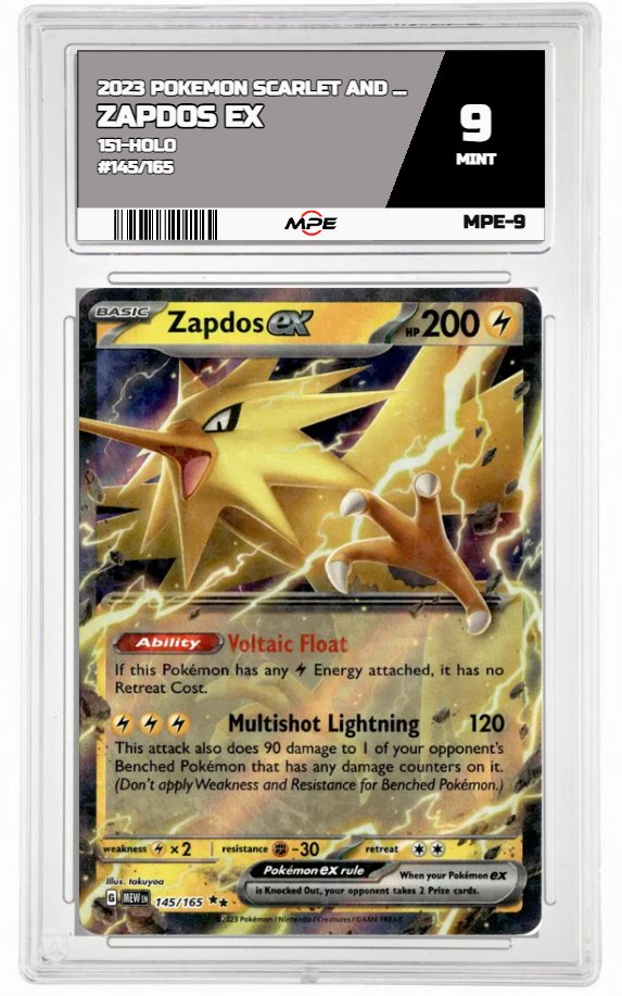 2023 POKEMON SV 151-HOLO #145/165 Zapdos EX MPE 9 MINT — graded card auctioned from the MPE vault