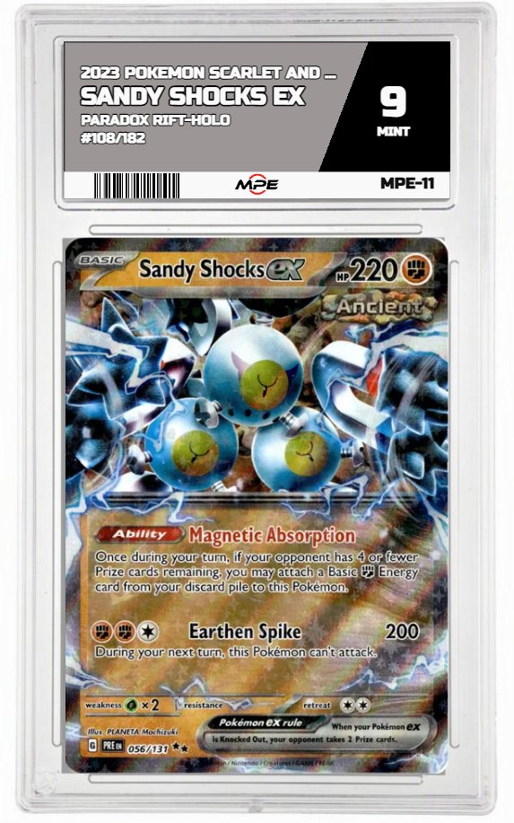 2023 POKEMON SCARLET AND VIOLET PARADOX RIFT-HOLO #108/182 Sandy Shocks EX MPE 9 MINT — graded card auctioned from the MPE vault