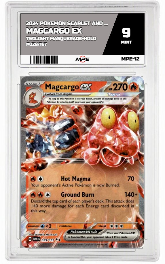 2024 POKEMON SCARLET AND VIOLET TWILIGHT MASQUERADE-HOLO #029/167 MAGCARGO EX MPE 9 MINT — graded card auctioned from the MPE vault