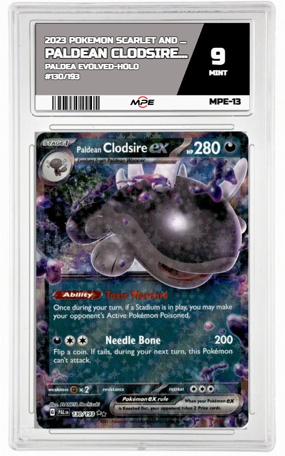 2023 POKEMON SCARLET AND VIOLET PALDEA EVOLVED-HOLO #130/193 Paldean Clodsire EX MPE 9 MINT — graded card auctioned from the MPE vault