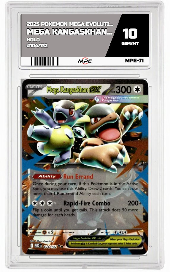 2025 POKEMON MEGA EVOLUTION HOLO #104/132 Mega Kangaskhan EX MPE 10 GEM/MT — graded card auctioned from the MPE vault