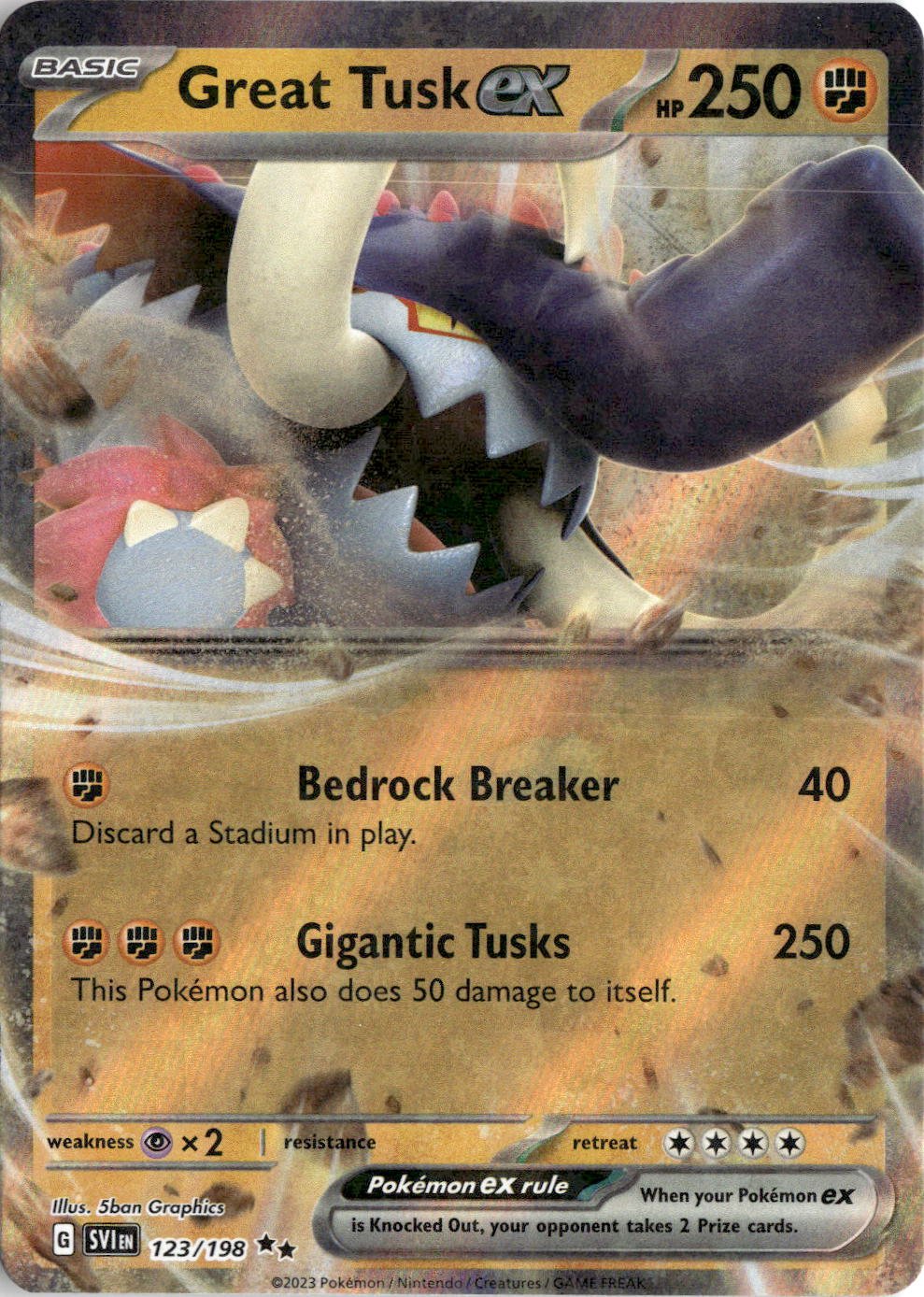 2023 Pokemon Scarlet And Violet Great Tusk EX graded slab