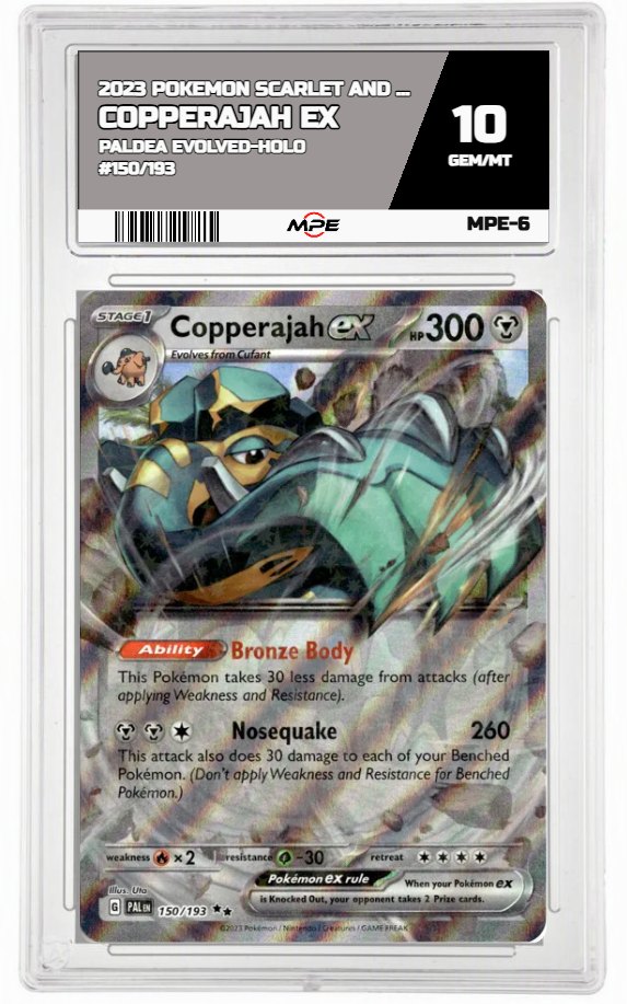 2023 POKEMON SCARLET AND VIOLET PALDEA EVOLVED-HOLO #150/193 Copperajah EX MPE 10 GEM/MT — graded card auctioned from the MPE vault