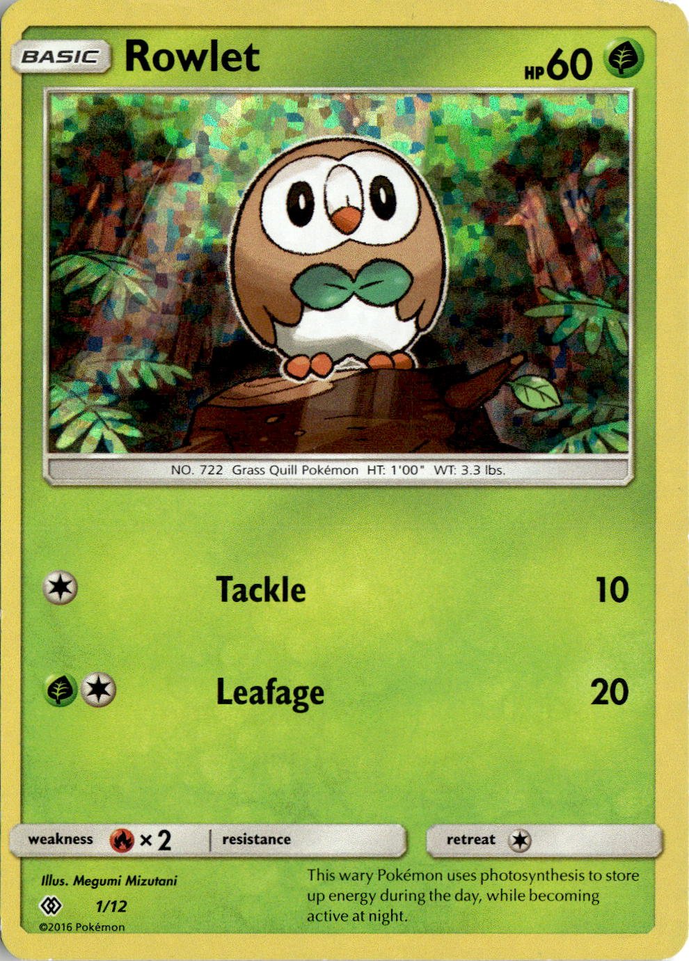 2017 Pokemon Sun And Moon Rowlet graded slab