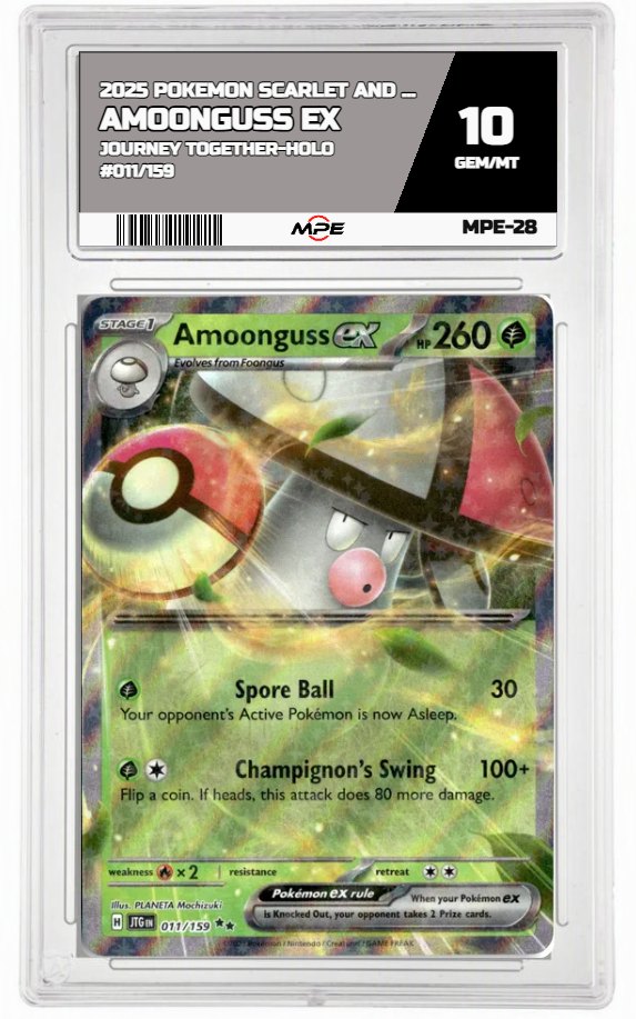 2025 POKEMON SCARLET AND VIOLET JOURNEY TOGETHER-HOLO #011/159 Amoonguss EX MPE 10 GEM/MT — graded card auctioned from the MPE vault