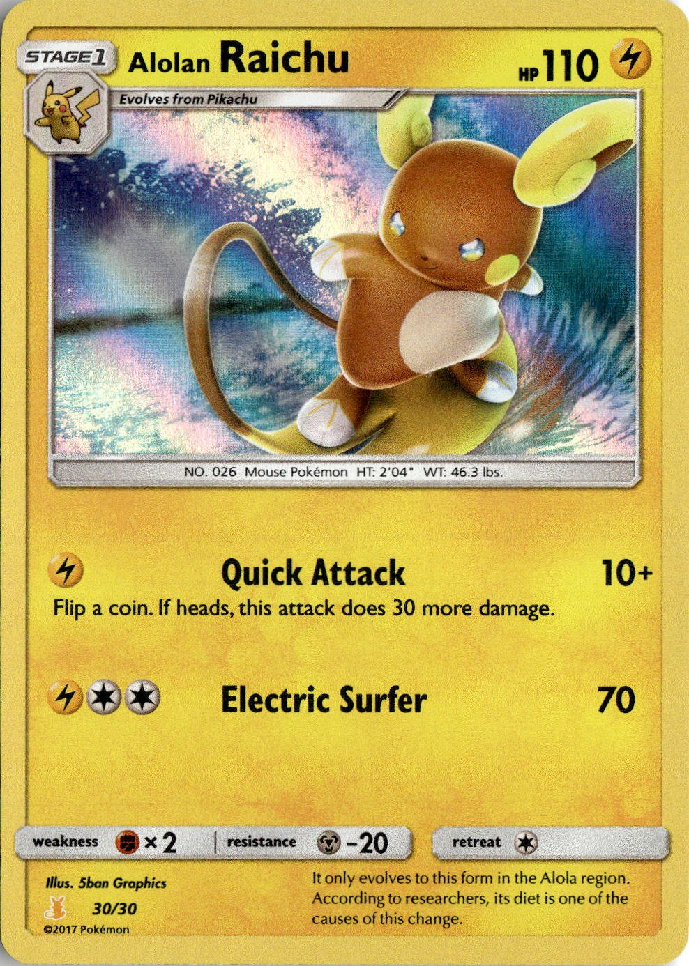 2017 Pokemon Sun & Moon Alolan Raichu graded slab