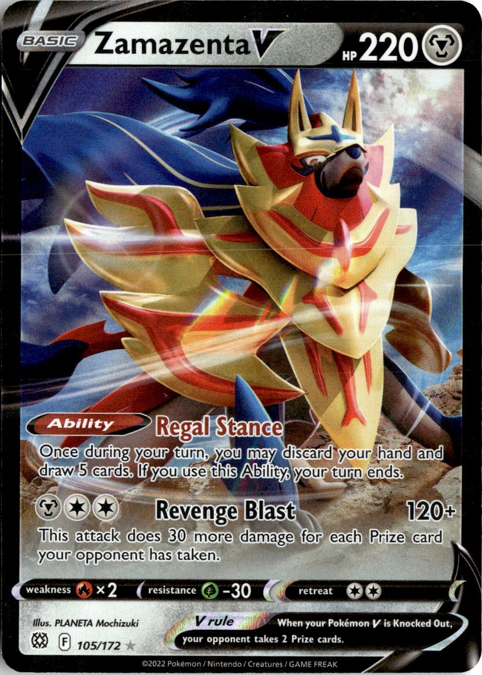 2022 Pokemon Sword And Shield Zamazenta V graded slab
