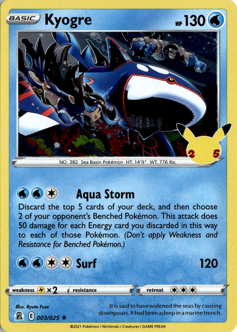 2021 Pokemon Sword And Shield Kyogre graded slab