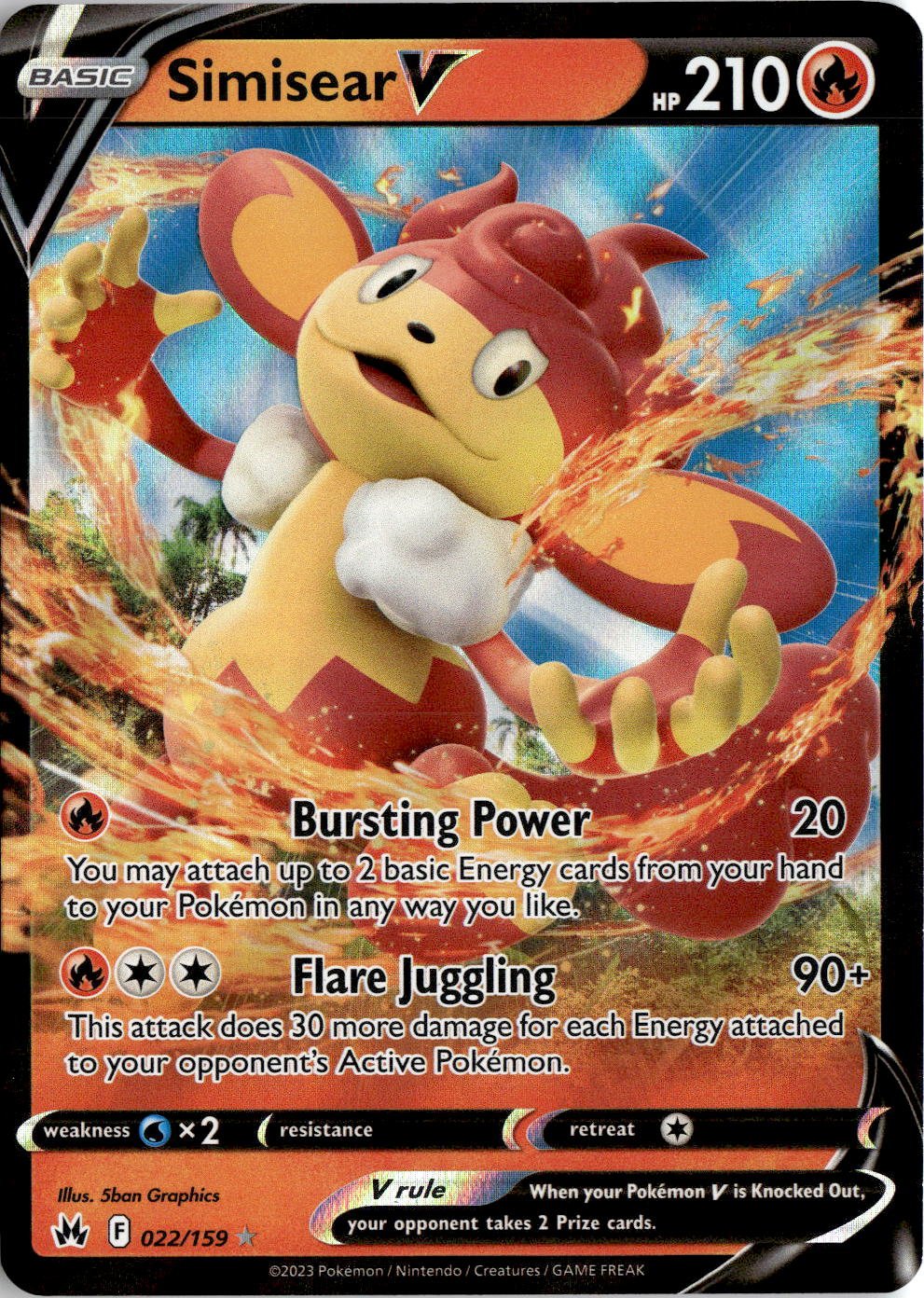 2022 Pokemon Sword And Shield Simisear V graded slab