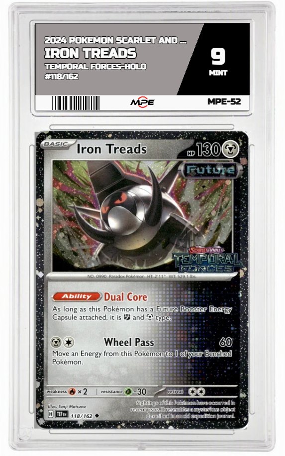2024 POKEMON SCARLET AND VIOLET TEMPORAL FORCES-HOLO #118/162 Iron Treads MPE 9 MINT — graded card auctioned from the MPE vault