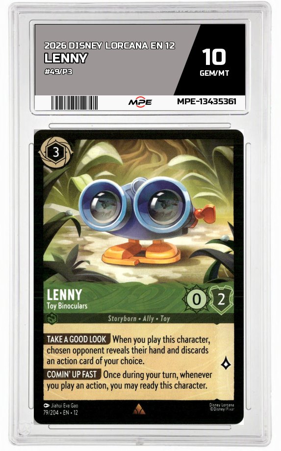 2026 DISNEY LORCANA EN 12 #49/P3 LENNY MPE 10 GEM/MT — graded card auctioned from the MPE vault