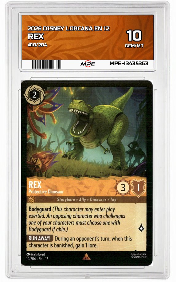 2026 DISNEY LORCANA EN 12 #10/204 REX MPE 10 GEM/MT — graded card auctioned from the MPE vault