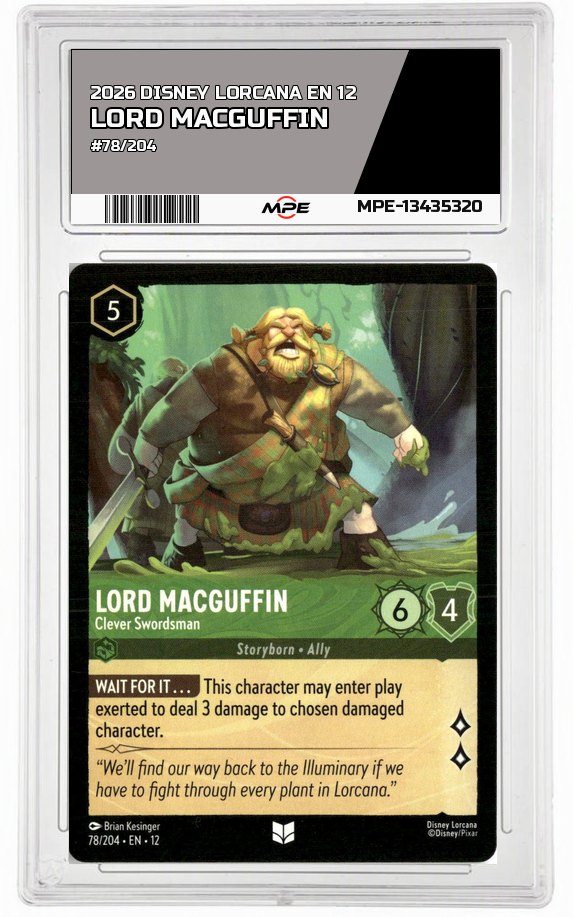 2026 DISNEY LORCANA EN 12 #78/204 LORD MACGUFFIN — graded card auctioned from the MPE vault