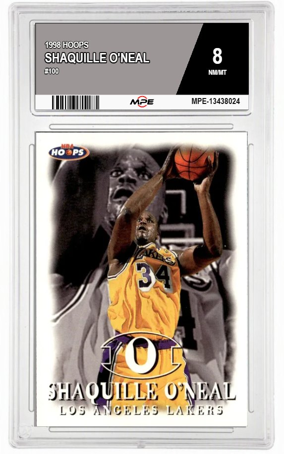 1998 HOOPS #100 SHAQUILLE O'NEAL MPE 8 NM/MT — graded card auctioned from the MPE vault