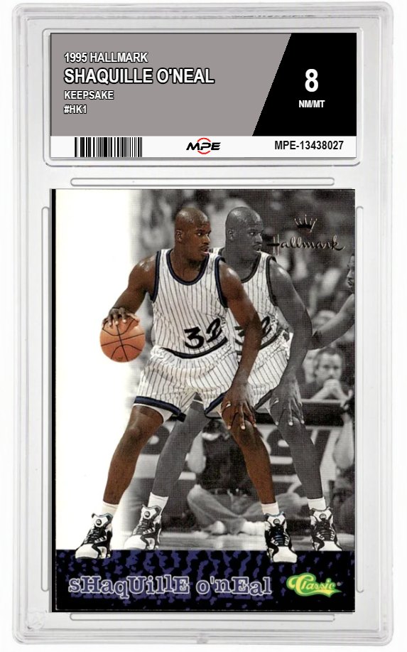 1995 HALLMARK KEEPSAKE #HK1 SHAQUILLE O'NEAL MPE 8 NM/MT — graded card auctioned from the MPE vault