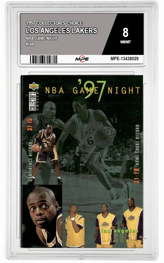 1997 COLLECTOR'S CHOICE NBA GAME NIGHT #168 LOS ANGELES LAKERS MPE 8 NM/MT — graded card auctioned from the MPE vault