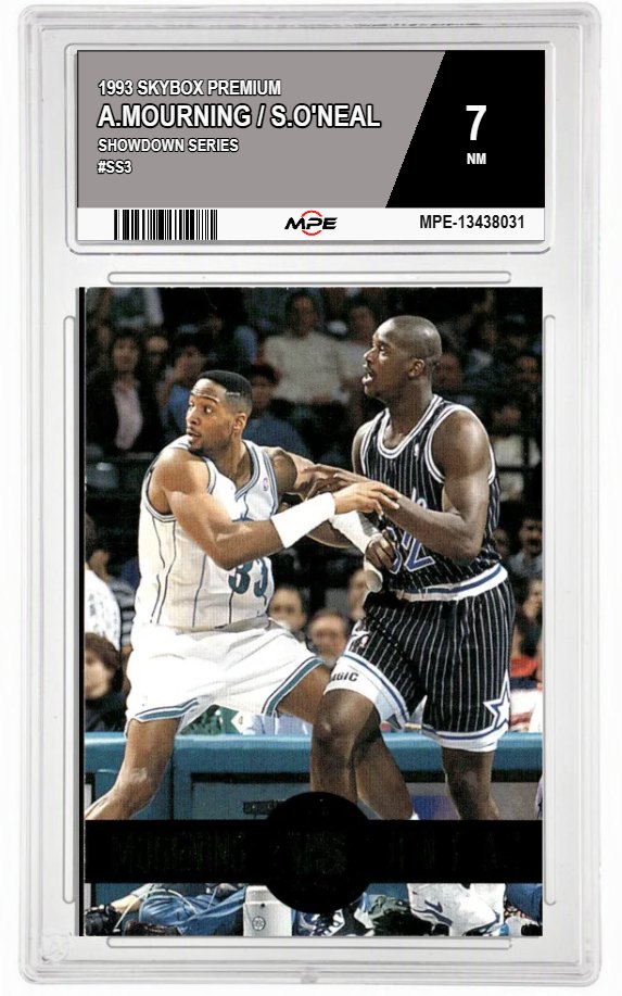 1993 SKYBOX PREMIUM SHOWDOWN SERIES #SS3 A.MOURNING / S.O'NEAL MPE 7 NM — graded card auctioned from the MPE vault
