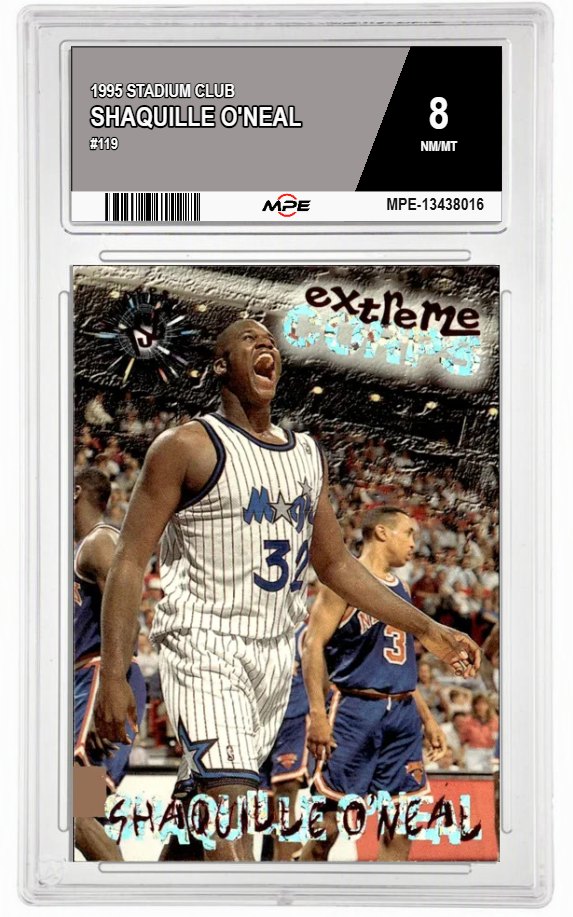 1995 STADIUM CLUB #119 SHAQUILLE O'NEAL MPE 8 NM/MT — graded card auctioned from the MPE vault