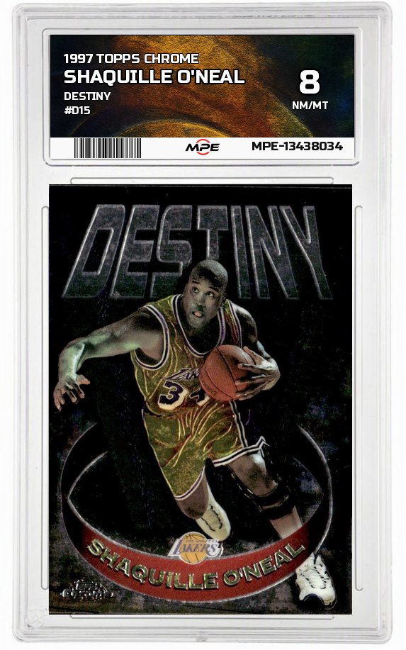1997 TOPPS CHROME DESTINY #D15 SHAQUILLE O'NEAL MPE 8 NM/MT — graded card up for auction
