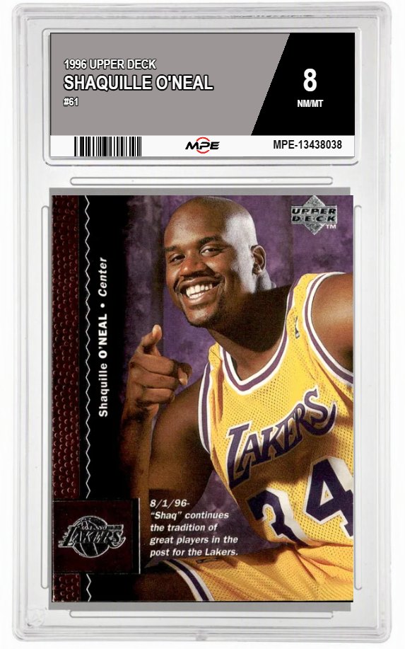 1996 UPPER DECK #61 SHAQUILLE O'NEAL MPE 8 NM/MT — graded card auctioned from the MPE vault