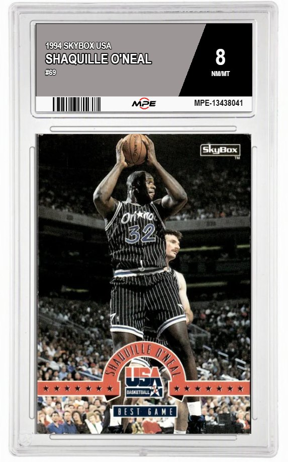 1994 SKYBOX USA #69 SHAQUILLE O'NEAL MPE 8 NM/MT — graded card auctioned from the MPE vault