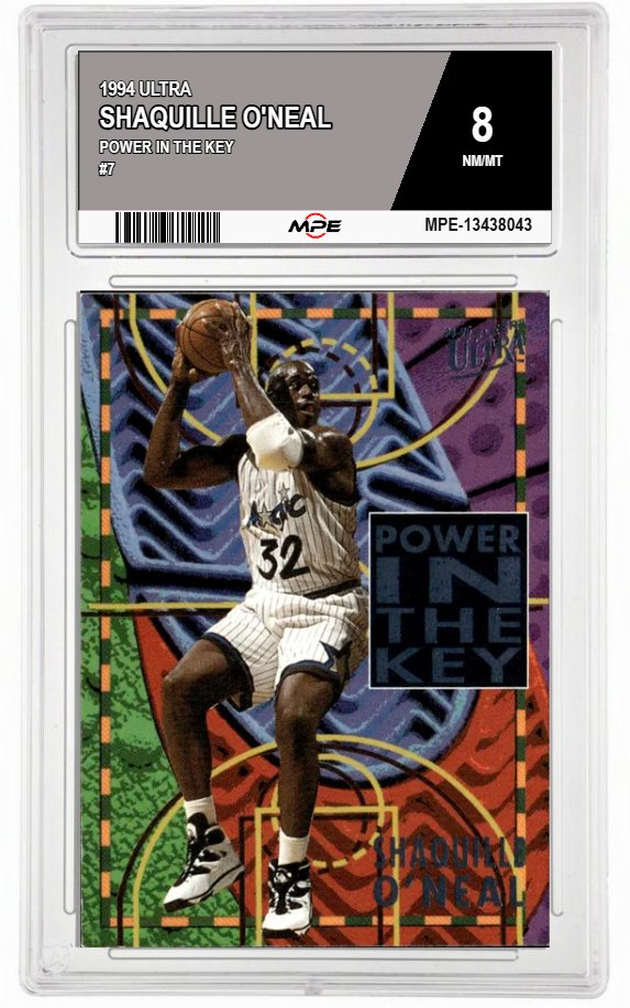 1994 ULTRA POWER IN THE KEY #7 SHAQUILLE O'NEAL MPE 8 NM/MT — graded card auctioned from the MPE vault