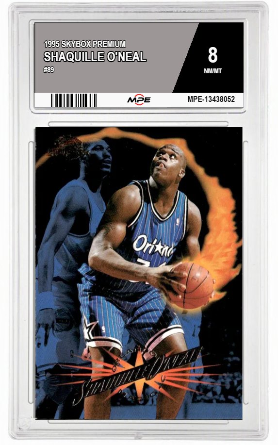 1995 SKYBOX PREMIUM #89 SHAQUILLE O'NEAL MPE 8 NM/MT — graded card auctioned from the MPE vault