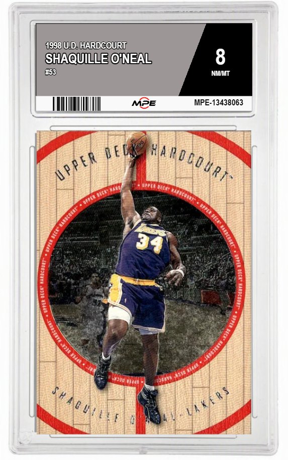 1998 U.D. HARDCOURT #53 SHAQUILLE O'NEAL MPE 8 NM/MT — graded card auctioned from the MPE vault