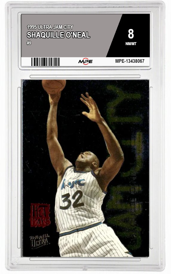 1995 ULTRA JAM CITY #9 SHAQUILLE O'NEAL MPE 8 NM/MT — graded card auctioned from the MPE vault