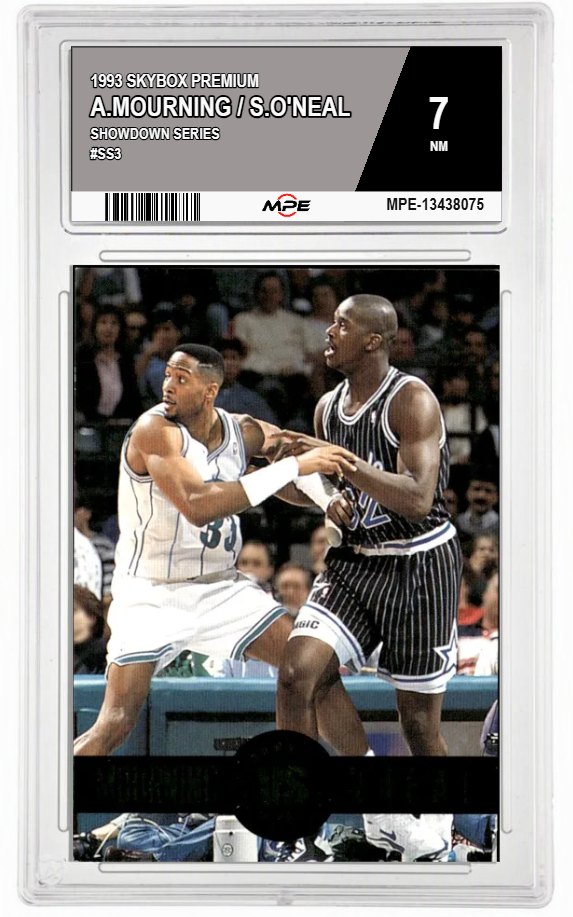 1993 SKYBOX PREMIUM SHOWDOWN SERIES #SS3 A.MOURNING / S.O'NEAL MPE 7 NM — graded card auctioned from the MPE vault