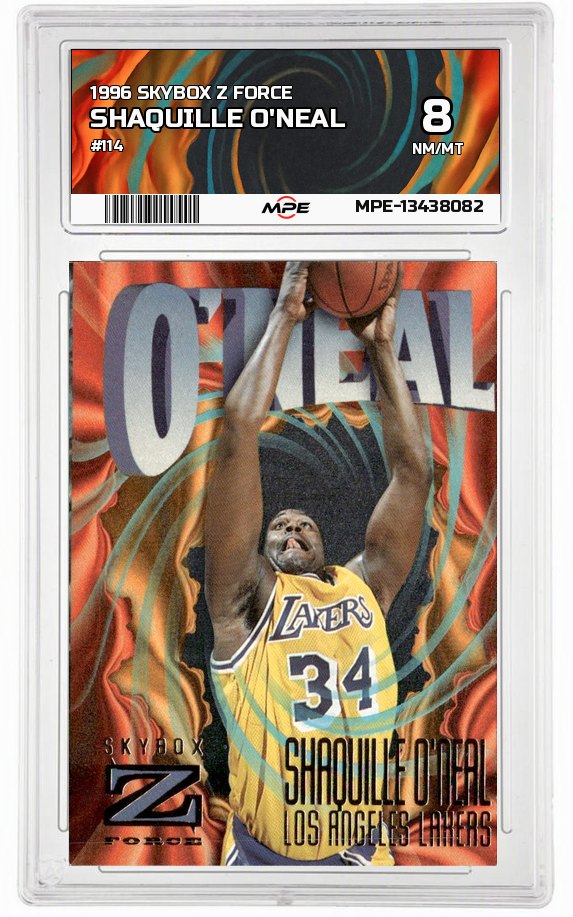 1996 SKYBOX Z FORCE #114 SHAQUILLE O'NEAL MPE 8 NM/MT — graded card auctioned from the MPE vault