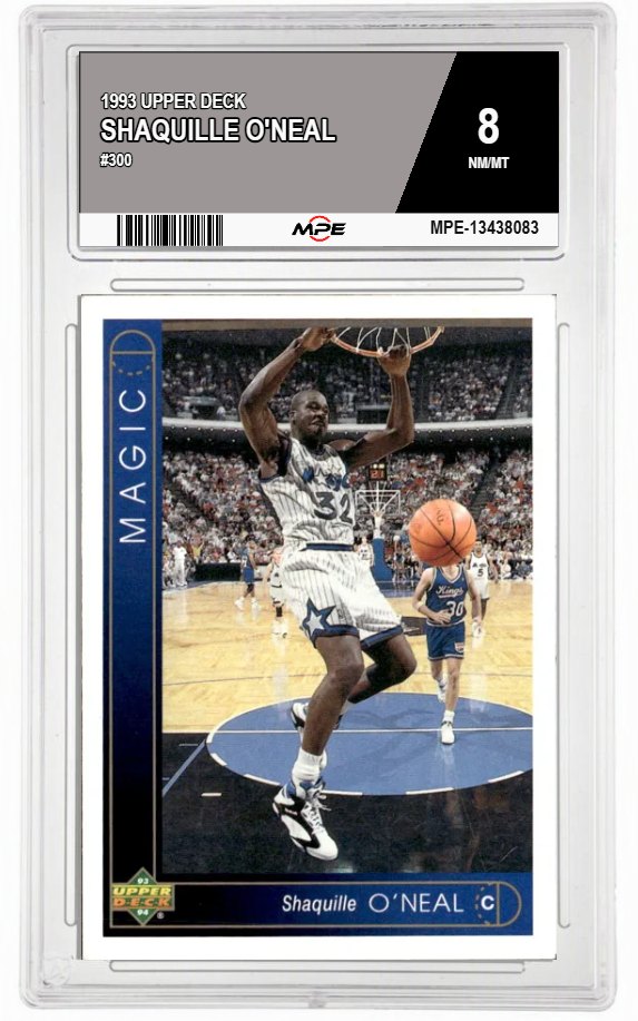 1993 UPPER DECK #300 SHAQUILLE O'NEAL MPE 8 NM/MT — graded card auctioned from the MPE vault