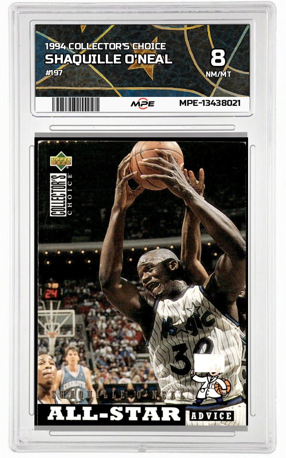 1994 COLLECTOR'S CHOICE #197 SHAQUILLE O'NEAL MPE 8 NM/MT — graded card up for auction