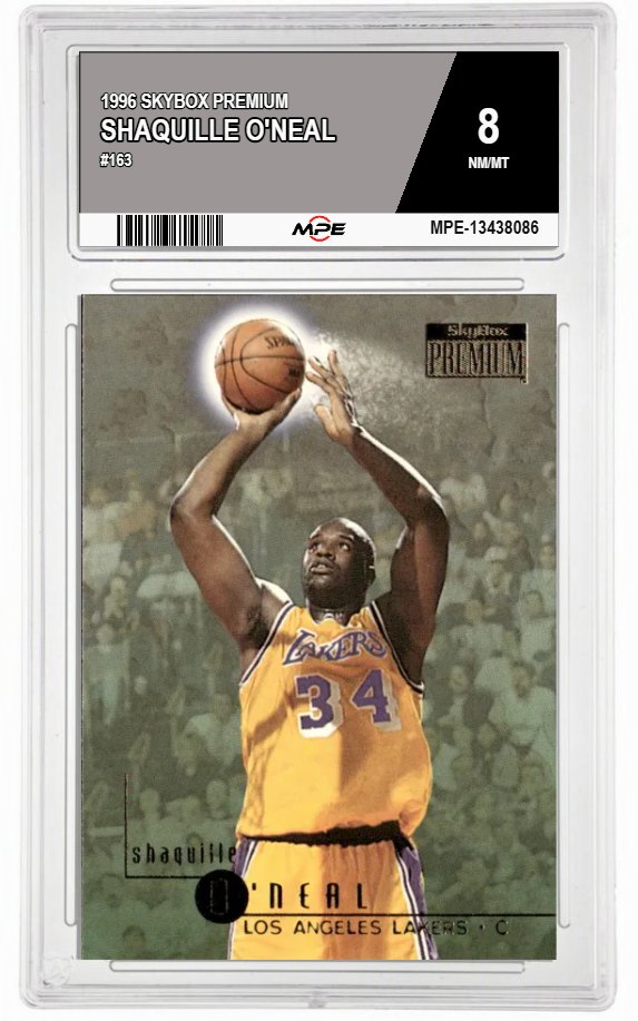 1996 SKYBOX PREMIUM #163 SHAQUILLE O'NEAL MPE 8 NM/MT — graded card auctioned from the MPE vault