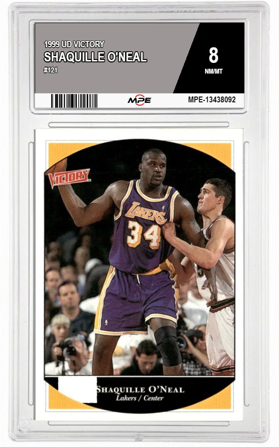 1999 UD VICTORY #121 SHAQUILLE O'NEAL MPE 8 NM/MT — graded card auctioned from the MPE vault