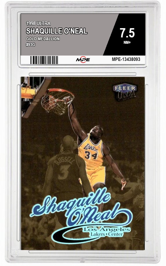 1998 ULTRA Gold Medallion #93G SHAQUILLE O'NEAL MPE 8 NM/MT — graded card auctioned from the MPE vault